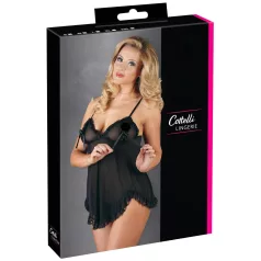   Cottelli - babydoll košilka - volná, s volánky - černá - M