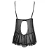 Cottelli - babydoll košilka - volná, s volánky - černá - XXL