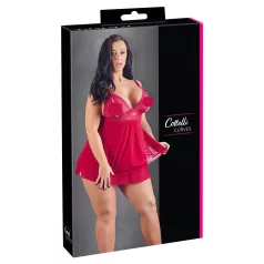   Cottelli Plus Size - babydoll s krajkou - červená, plus size - 2XL