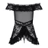 Obsessive - babydoll s volánky a tanga - černá - L/XL