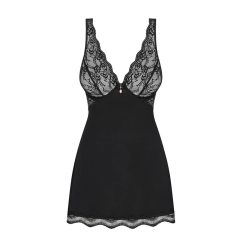   Obsessive Luvae - Floral Rhinestone Nightgown with Thong (Black)