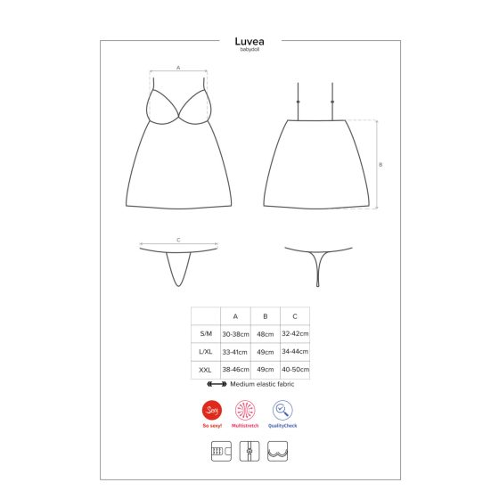 Obsessive Luvae - květinová noční košile s kamínky a tangy (černá) - L/XL