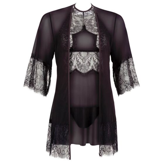 Cottelli - lace negligee set - black (3 pieces)
