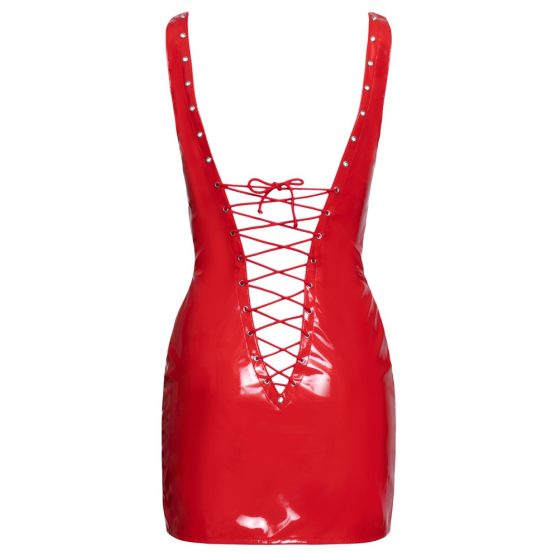 Black Level - Lakované mini šaty s krajkami (červené)