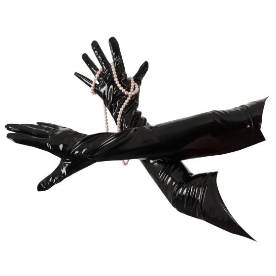 Black Level - extra dlouhé lakované rukavice (černé)