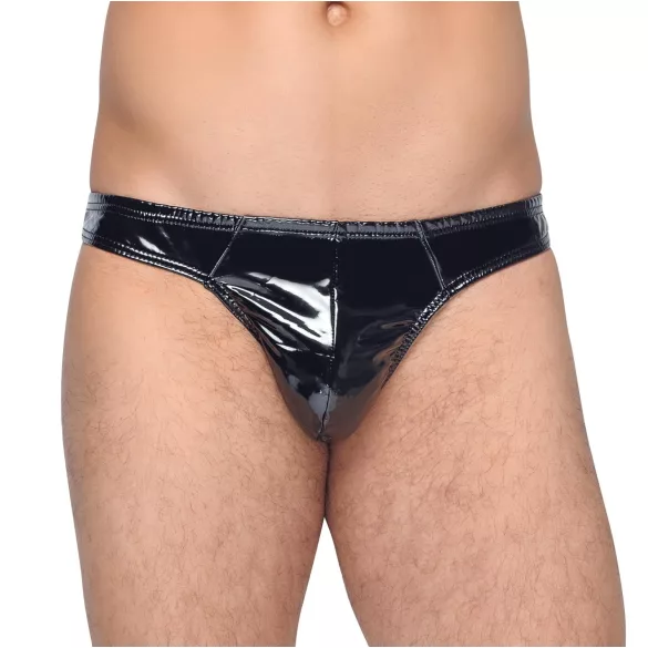 Black Level - pánská tanga - klasická - lesklý lak - černá - M