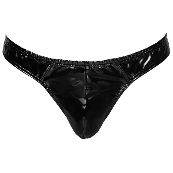 Black Level - pánská tanga - klasická - lesklý lak - černá - M