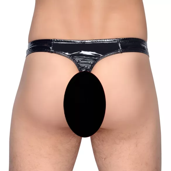 Black Level - pánská tanga - klasická - lesklý lak - černá - L