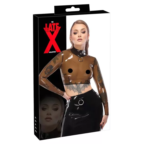 Latexový průsvitný top Late X (průsvitně černý)