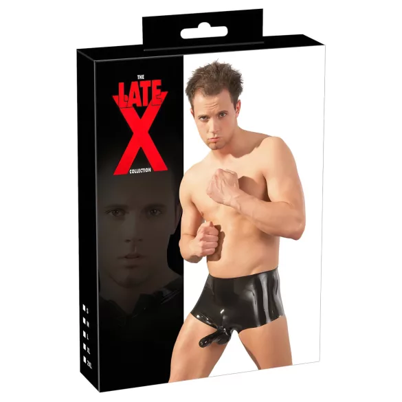LATEX - boxerky s návlekem na penis - černé