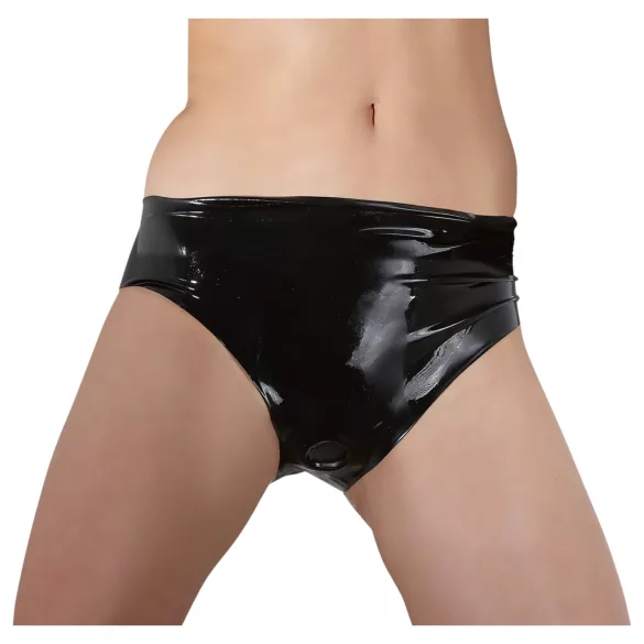 Latexové dámské kalhotky s vnitřním dildem (černé)