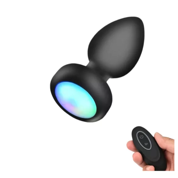 Mrow - anální vibrátor s dálkovým ovládáním a LED - černý