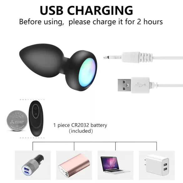 Mrow - anální vibrátor s dálkovým ovládáním a LED - černý