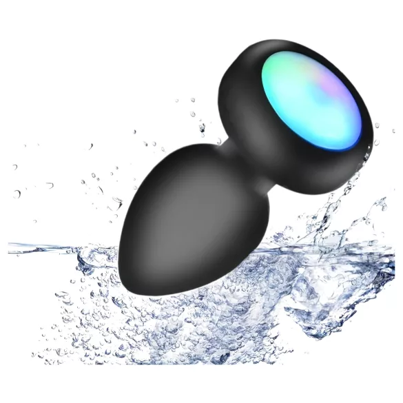 Mrow - anální vibrátor s dálkovým ovládáním a LED - černý