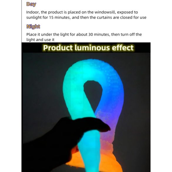 OgazR XXL - fosforeskující anální dildo úhoř - 47 cm (růžová)