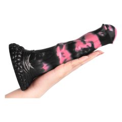   Bad Horse - Silikonové dildo s koňským náčiním - 18 cm (černo-růžové)
