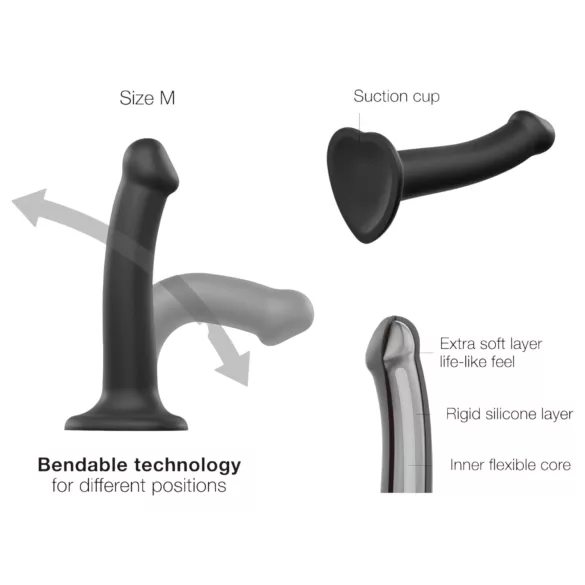 Strap-on-me Dual S - dvojité dildo - dvojitá vrstva - černé