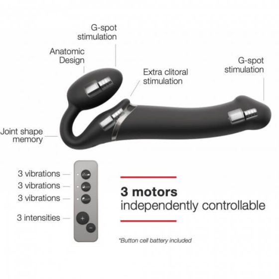 Strap-on-me M - připínací vibrátor bez upevňovacího pásu - střední velikosti (černí)