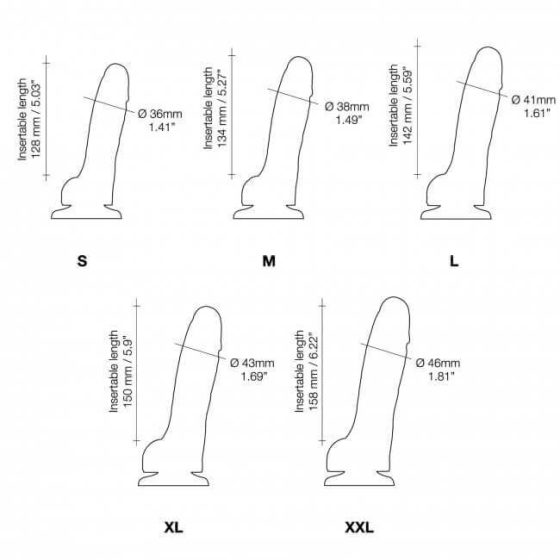Strap-on-me XXL - dvouvrstvé, realistické dildo s nožičkami (černé)