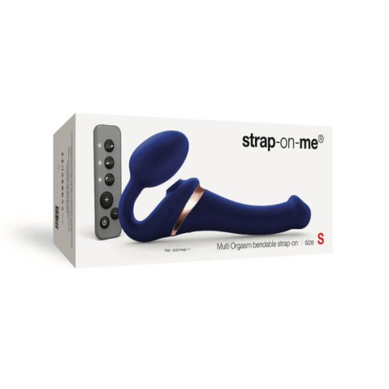 Strap-on-me S - Strap-on vzduchový vibrátor bez řemínků - malý (modrý)