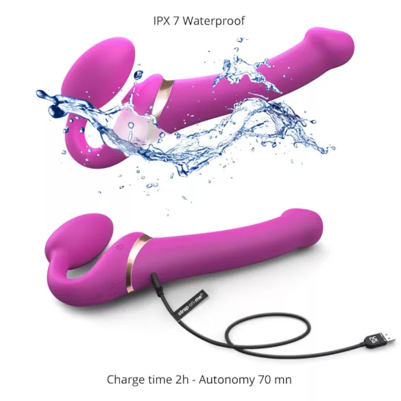 Strap-on-me M - připínací, vzduchovými vlnami stimulující vibrátor (růžový)