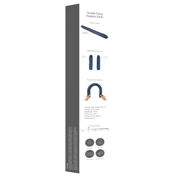 Strap-on-me - dvojité dildo - modrý metalický