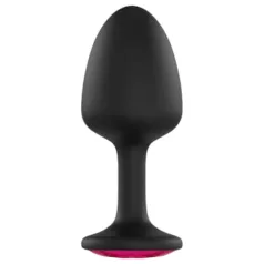   Dorcel - anální kolík s růžovým kamenem - černý - střední velikost