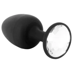   Dorcel Geisha Plug Diamond L - anální plug s bílým kamínkem (černý)