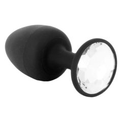   Dorcel Geisha Plug Diamond L - anální dildo s bílým kamenem (černé)