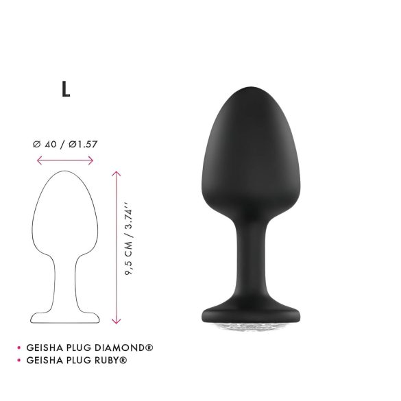 Dorcel Geisha Plug Diamond L - anální plug s bílým kamínkem (černý)