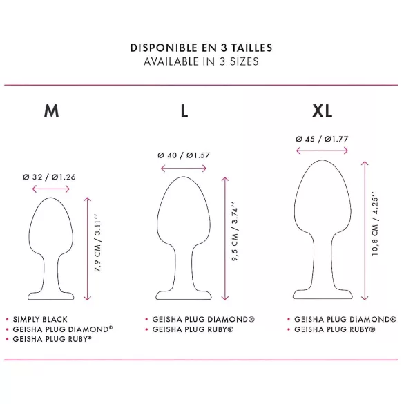 Dorcel Geisha Plug Diamond XL - černý anální kolík s bílými kamínky