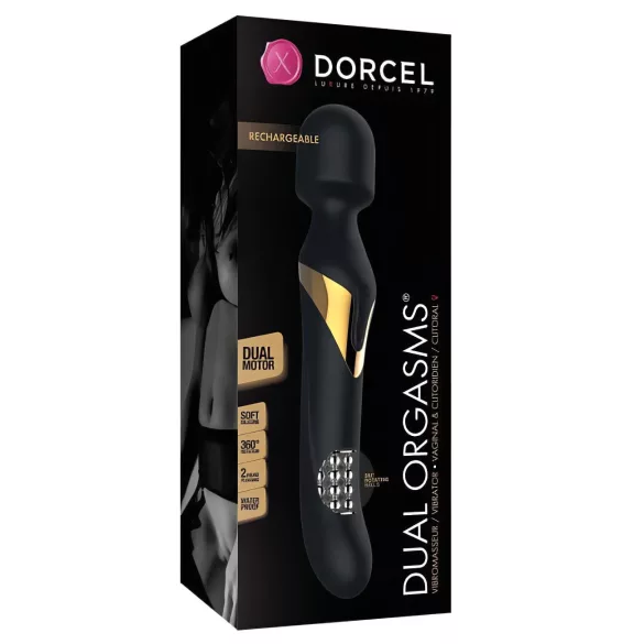Dorcel - vibrátor a masážní hlavice 2v1 - duální stimulace - černý