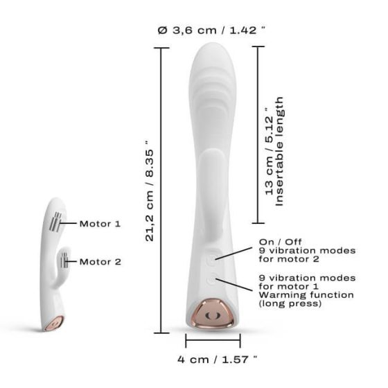 Dorcel Flexi Rabbit - nabíjecí, vyhřívací vibrátor s ramenem na klitoris (bílý)