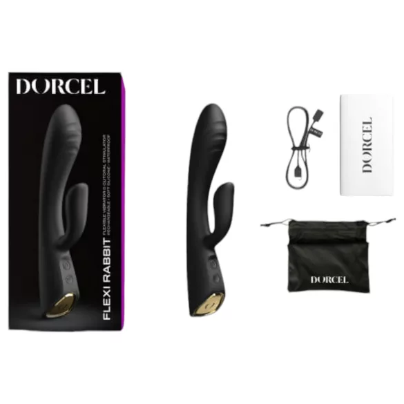 Dorcel Flexi Rabbit - hřejivý vibrátor s klitoriální zónou (černý)