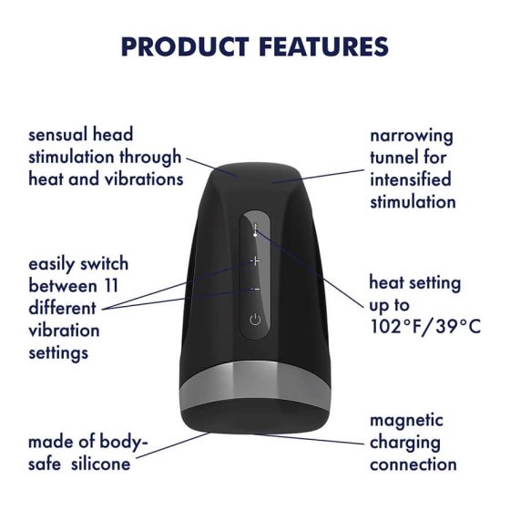 Satisfyer Men Heat Vibration - nabíjecí vibrátor na žalud s ohřívací funkcí (černý)