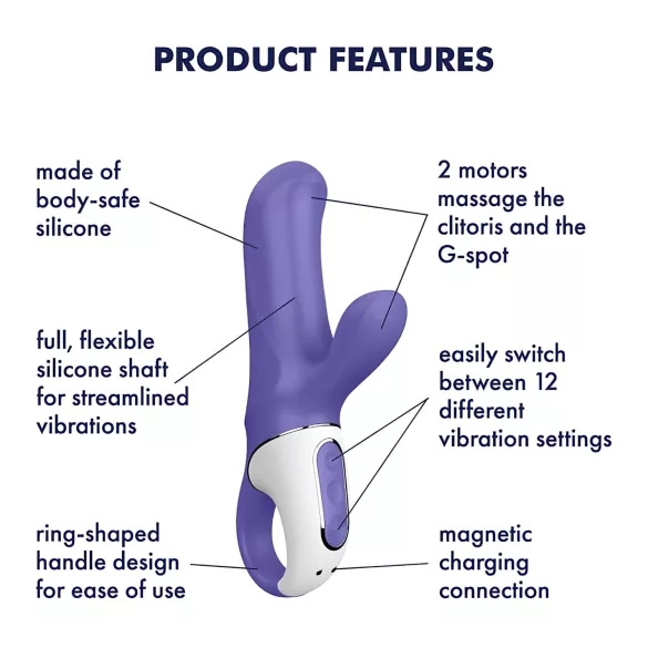 Satisfyer Magic Bunny - vibrátor na klitoris s ramenem - voděodolný - modrý