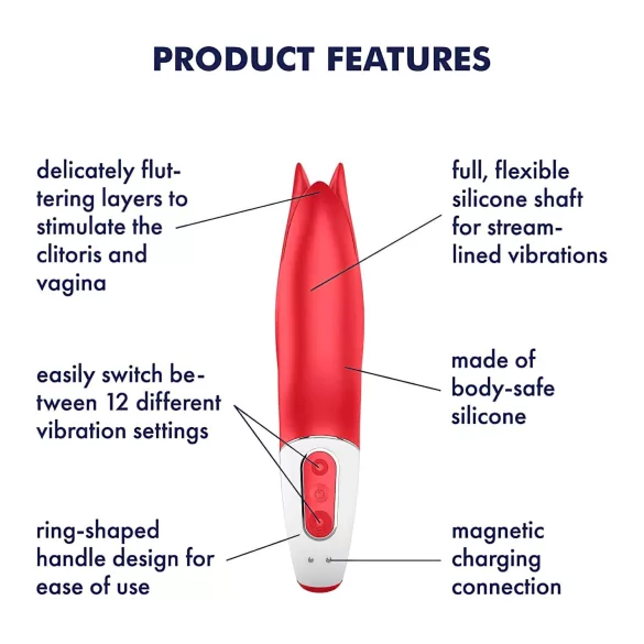 Satisfyer - vibrátor dobíjecí vodotěsný silikon červený