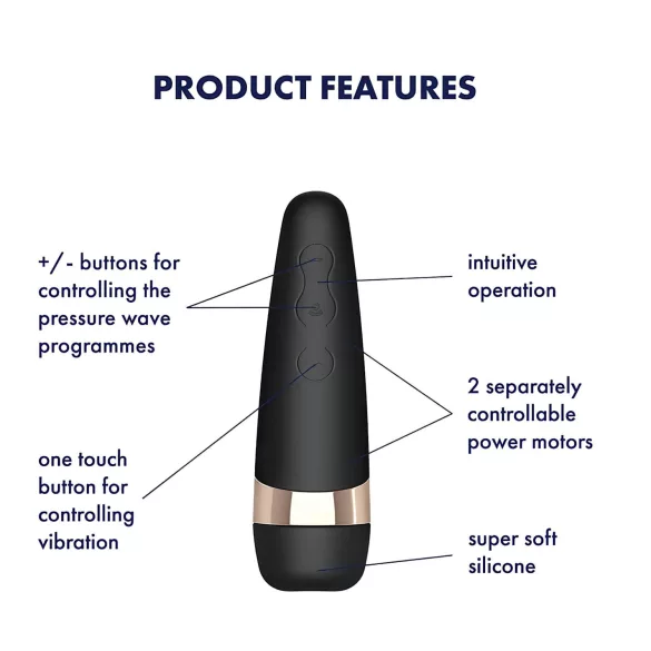 Satisfyer Pro 3+ - vibrátor na klitoris - voděodolný, akumulátorový - černý