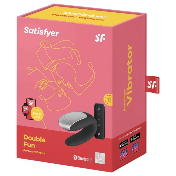 Satisfyer Double Fun - chytrý, vodotěsný párový vibrátor (černý)