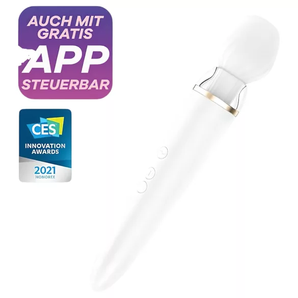 Satisfyer Double Wand-er - masážní vibrátor ovládaný aplikací (bílý)