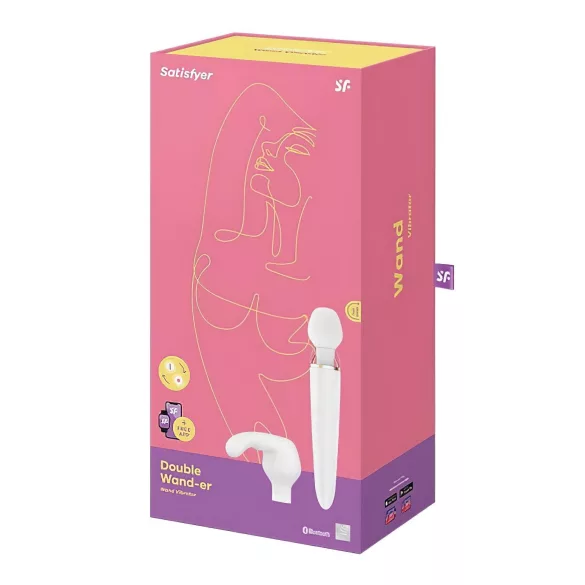 Satisfyer Double Wand-er - masážní vibrátor ovládaný aplikací (bílý)