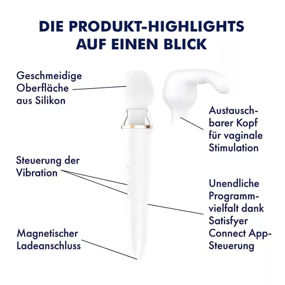 Satisfyer Double Wand-er - masážní vibrátor ovládaný aplikací (bílý)