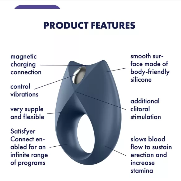 Satisfyer Royal One - vibrační erekční kroužek - chytrý - modrý