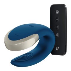   Satisfyer Double Love - nabíjecí, vodotěsný smart párový vibrátor s dálkovým ovladačem (modrý)