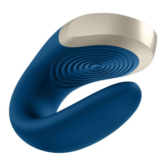 Satisfyer Double Love - nabíjecí, vodotěsný smart párový vibrátor s dálkovým ovladačem (modrý)