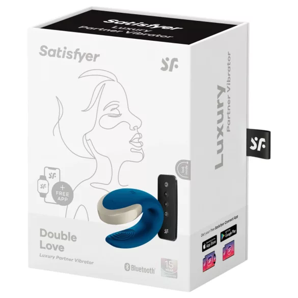 Satisfyer Double Love - párový vibrátor - chytrý - modrý