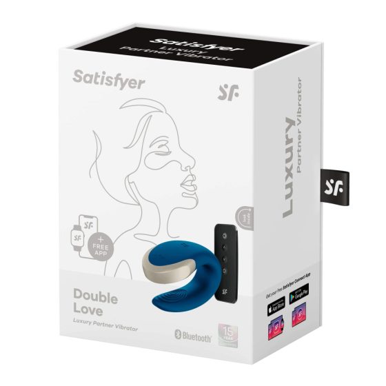 Satisfyer Double Love - nabíjecí, vodotěsný smart párový vibrátor s dálkovým ovladačem (modrý)