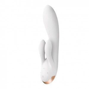 Satisfyer Double Flex - inteligentní vibrátor s dvojitým zajíčkem (bílý)