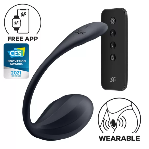 Satisfyer - vibrační vajíčko s dálkovým ovládáním - vroubkované - černé