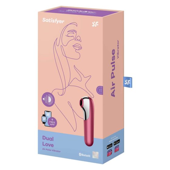 Satisfyer Dual Love - nabíjecí, vodotěsný smart vibrátor na klitoris a vagínu (červený)